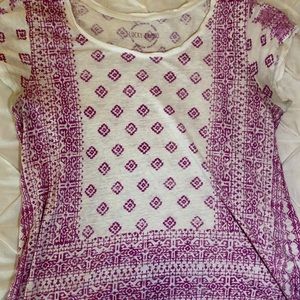 White Lucky Brand Top with Pink details